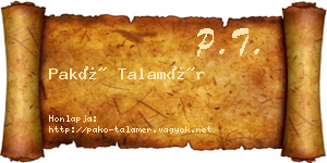 Pakó Talamér névjegykártya